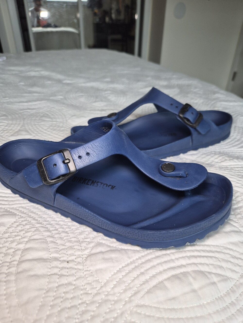 VGUC Birkenstock Gizeh EVA Thong Sandal Navy EU 38 Flip Flop